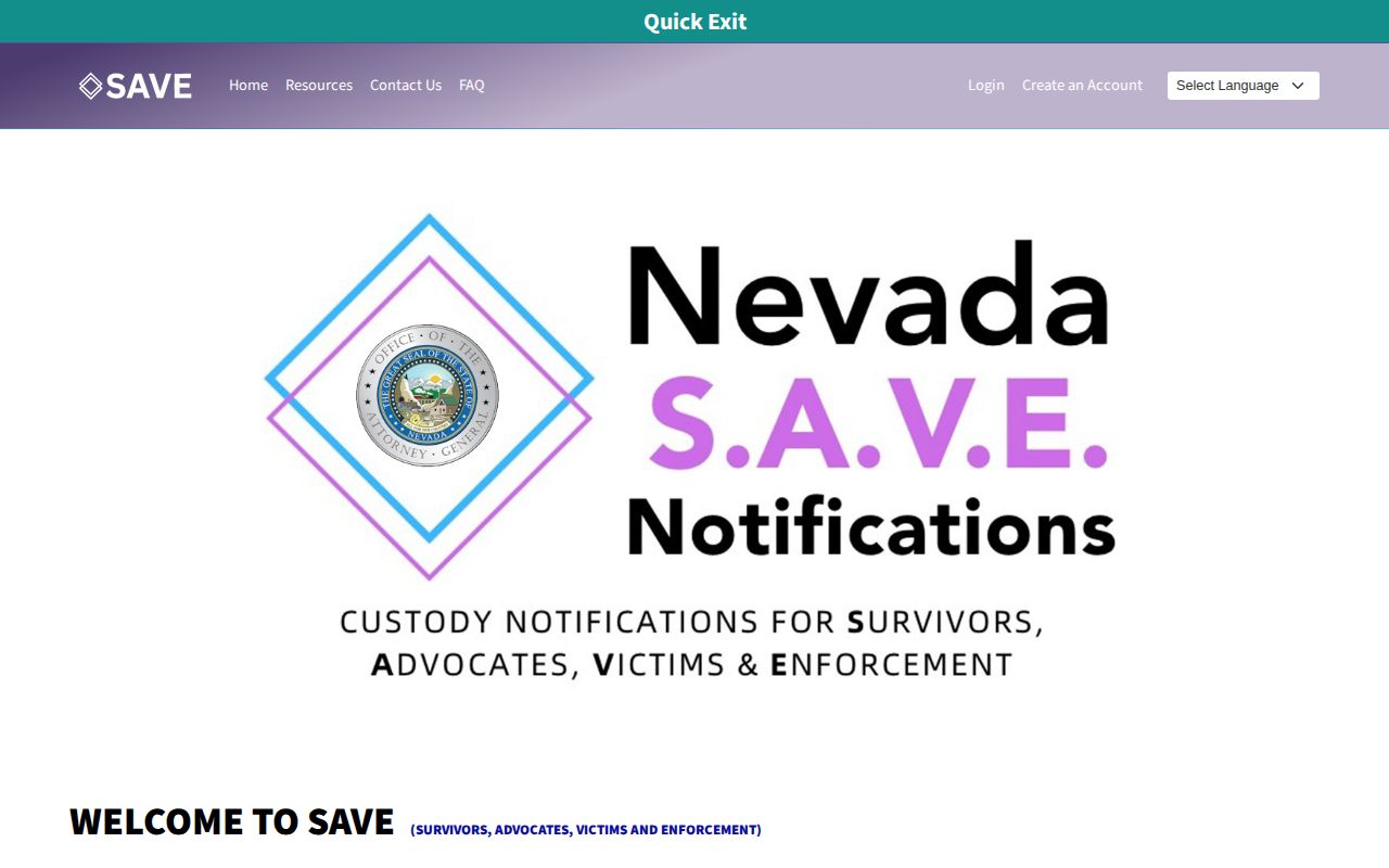 Nevada released inmate NV SAVE offender search and notification portal